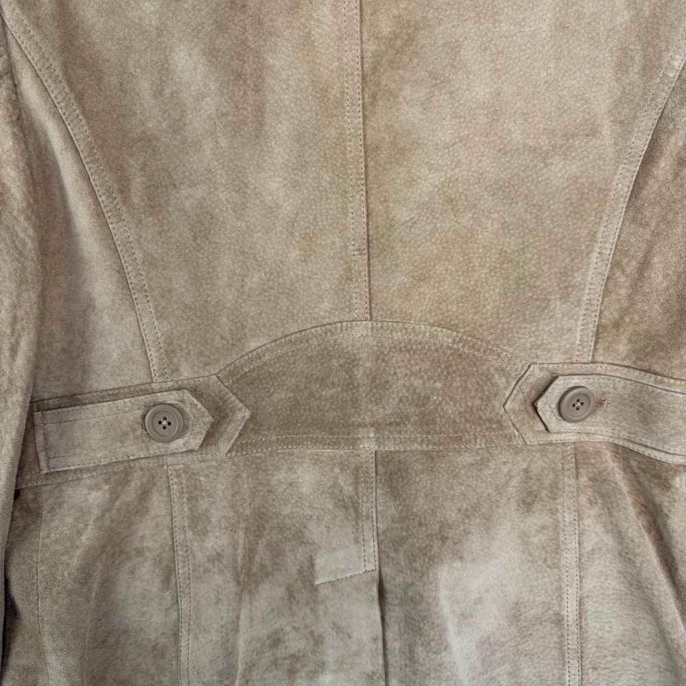 Ann Taylor Loft Tan Suede Leather Blazer Jacket Womens Size 8 Two Button Camel - Picture 4 of 8